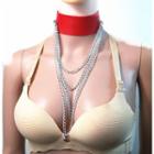 Faux Leather Chained Layered Choker Necklace