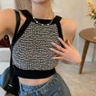 Halter Knit Cropped Camisole Top Black - One Size