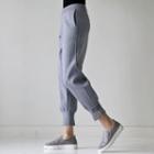 Letter Embroidered Knit Jogger Pants