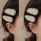 Rhinestone Faux Pearl Hair Clip 1pc - White - One Size