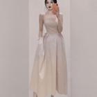 Spaghetti-strap Square-neck Midi A-line Dress