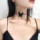 Lace Butterfly Choker Gold-plated - Butterfly - Black - One Size