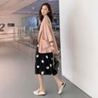 Plain Blazer / Short-sleeve Dotted Midi A-line Dress