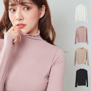 Long-sleeve Lettuce Edge Ribbed Top