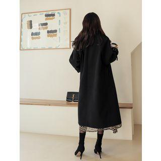 Epaulet Double-breasted Long Coat