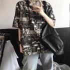 Short-sleeve Tie Dye Shirt Black - One Size