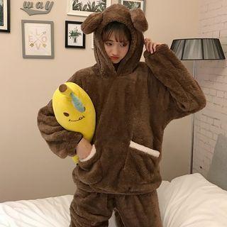 Ear Accent Hooded Fleece Top + Pants