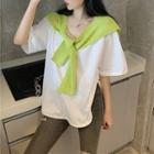 Elbow-sleeve T-shirt / Shawl