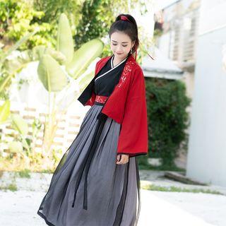 Hanfu Open Front Jacket / Long-sleeve Top / Maxi Skirt