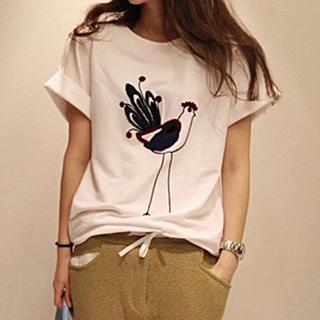 Short-sleeve Chicken Embroidered T-shirt