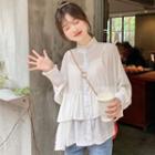 Round-neck Long-sleeve Shirt White - One Size