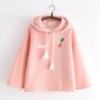 Rabbit & Carrot Embroidered Patched Fleece-lined Hoodie