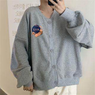 Biscuits Cheese Print Single-breasted Sweatshirt