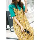 Color-block Ruffle-hem T-shirt Dress