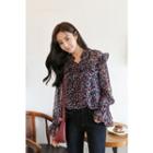 Frilled Floral Chiffon Blouse