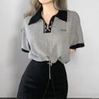 Short-sleeve Collar Two-tone Polo Shirt