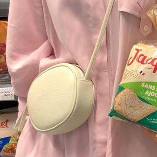 Faux Leather Crossbody Bag Cream White - One Size