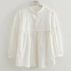 Ruffled Textured Blouse White - One Size