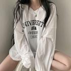 Long-sleeve V-neck Lettering Loose-fit Sweatshirt