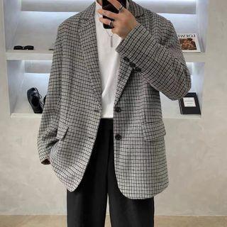 Notch Lapel Check Blazer