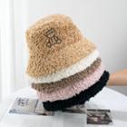 Bear Embroidered Fleece Bucket Hat