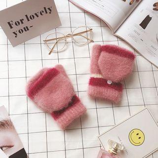 Contrast-trim Furry Mittens