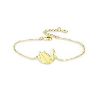 925 Sterling Silver Plated Gold Fashion Elegant Swan Bracelet Golden - One Size