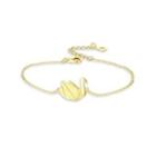 925 Sterling Silver Plated Gold Fashion Elegant Swan Bracelet Golden - One Size