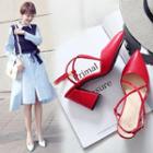 Pointy Toe Slingback Block Heel Mary Jane Sandals