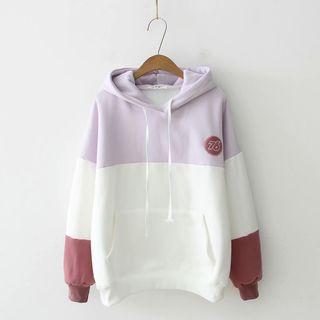 Color Block Letter Embroidered Hoodie