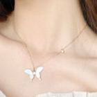 Shell Butterfly Pendant Necklace White - One Size