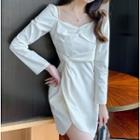 Long-sleeve Velvet Asymmetrical Mini Sheath Dress