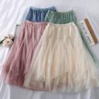 Rhinestone Mesh A-line Skirt