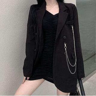 Double-breasted Blazer / Long-sleeve Mini Sheath Dress