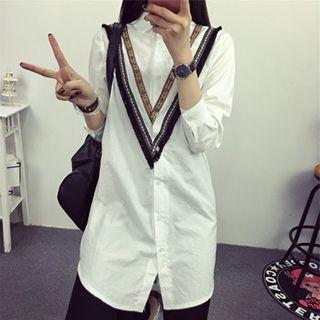 Fringe Panel Long-sleeve Shirt