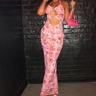 Halter Floral Maxi Dress
