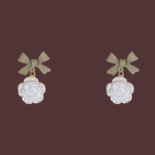 Bow Rose Alloy Dangle Earring