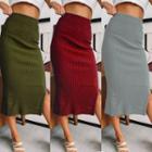 Plain Fitted Midi Skirt