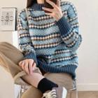 Rib-trim Patterned Sweater