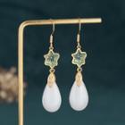 Star Faux Gemstone Alloy Dangle Earring Cp262 - Gold & White - One Size