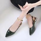 Patent Ankle-strap Pointy-toe Flats