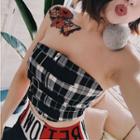 Strapless Plaid Cropped Top