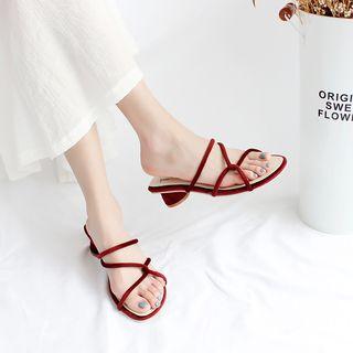 Criss-cross Strap Cylinder Heel Sandals