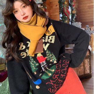 Lettering Graphic Embroidered Sweater