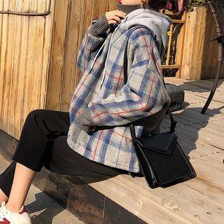 Plaid Long-sleeve Fleece Hoodie