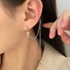 Cross Drop Single Earring With Ear Cuff