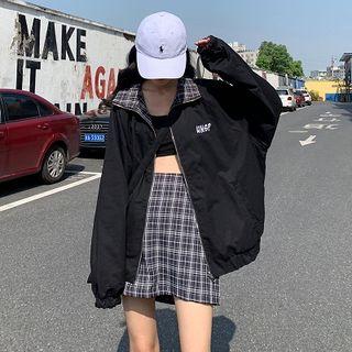 Zip Jacket / Plaid Mini Skirt