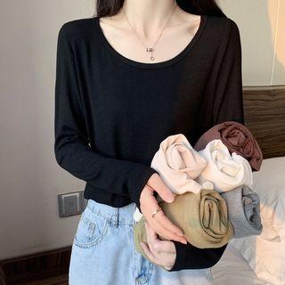 Long Sleeve Scoopneck Plain Top