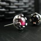 Garnet Sterling Silver Single Earring