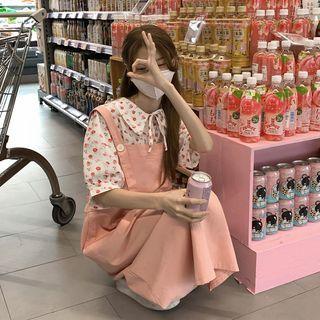 Floral Blouse / Plain A-line Dress